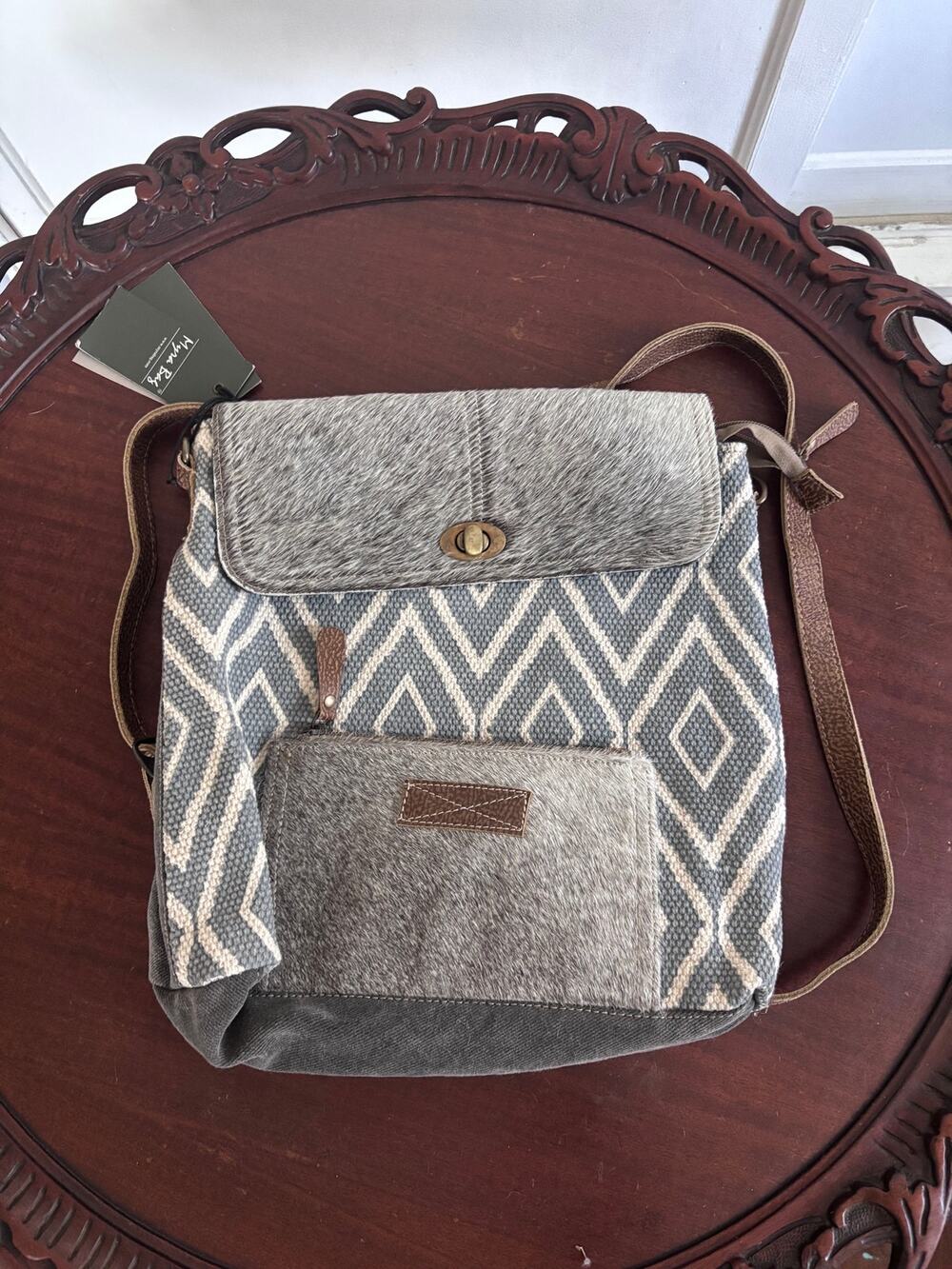 Myra Grainy Gray Backpack Bag NWT
